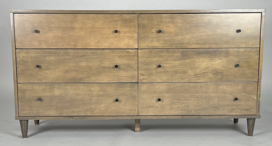 Light wood dresser with gray wash, 6 drawer