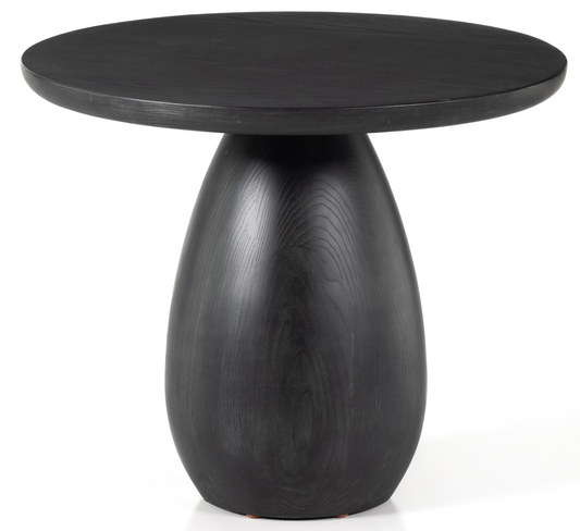 Merla Black wood side table with shapely base