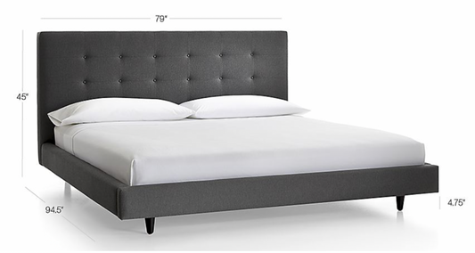 King bed frame, gray tufted head board