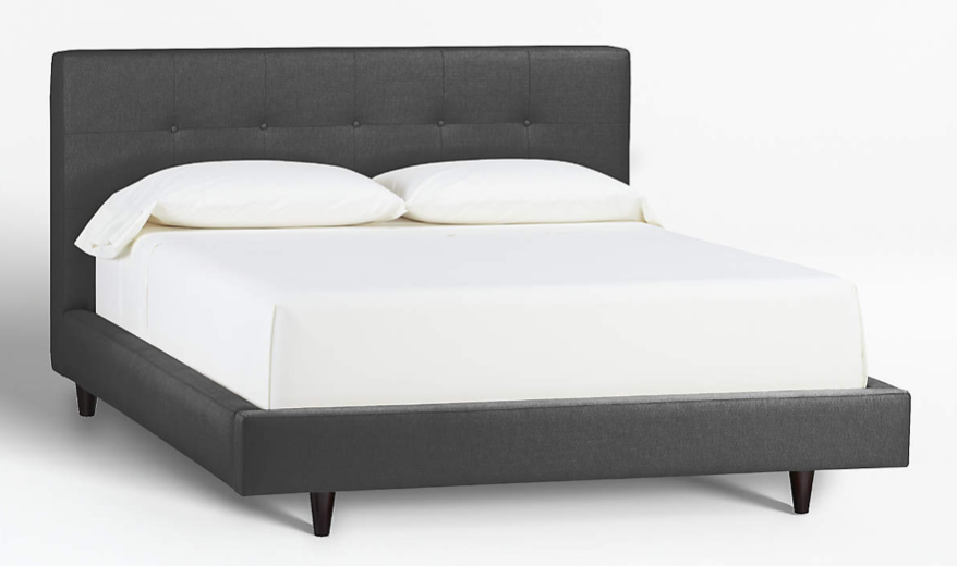 Dark gray full bed frame with tufted head board