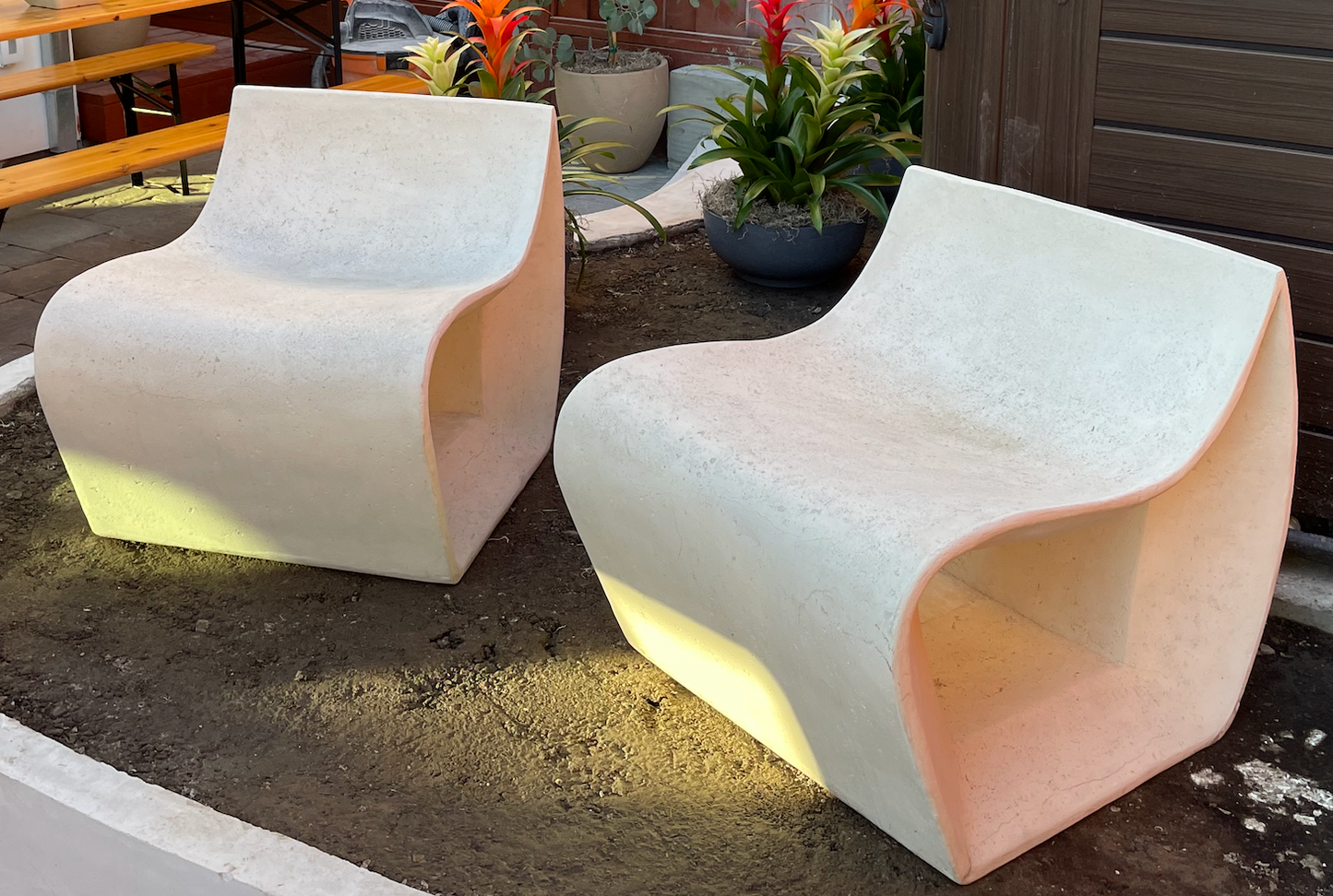 Cast resin chair, white stone