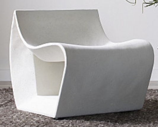 Cast resin chair, white stone