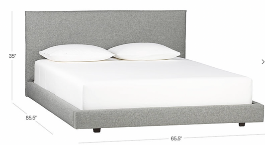Modern low gray knife edge Queen bed