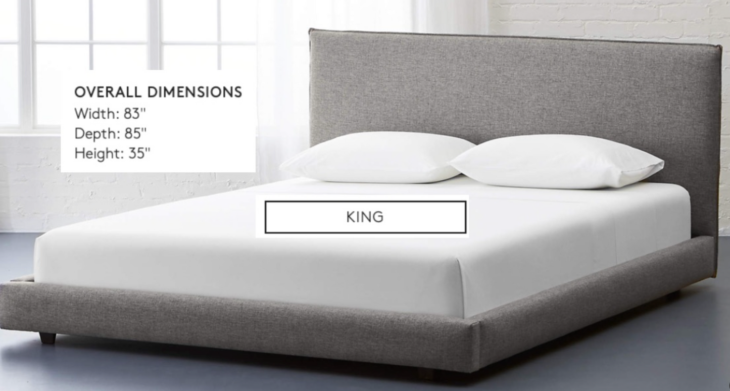 Modern low gray knife edge King bed