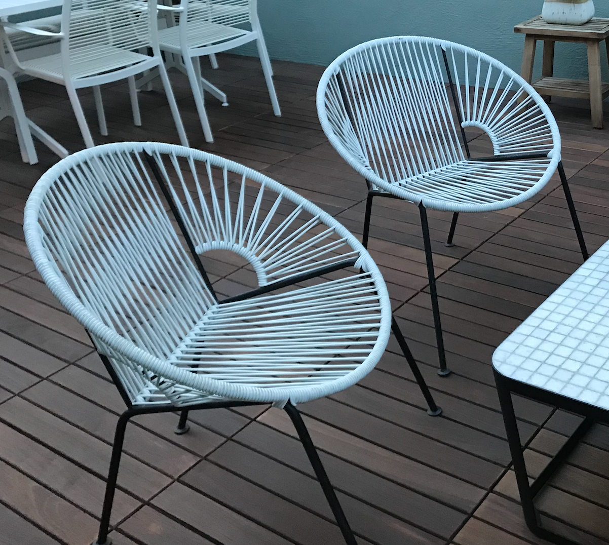 White outdoor Ixtapa chairs