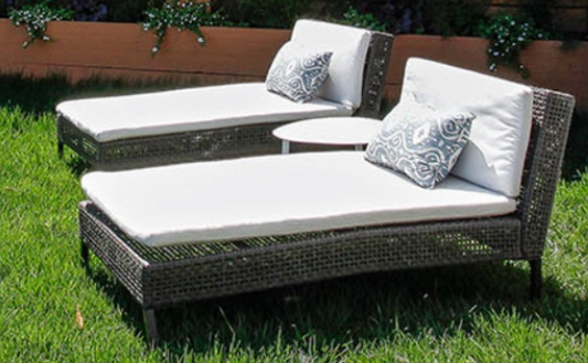 Woven resin chaise lounge with cushion