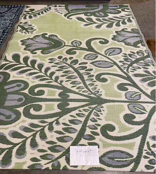 6x9 polypropylene outdoor rug, green pattern