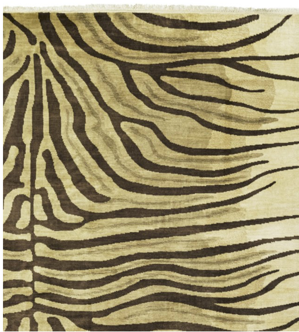 Zebra wool rug in tan and browns