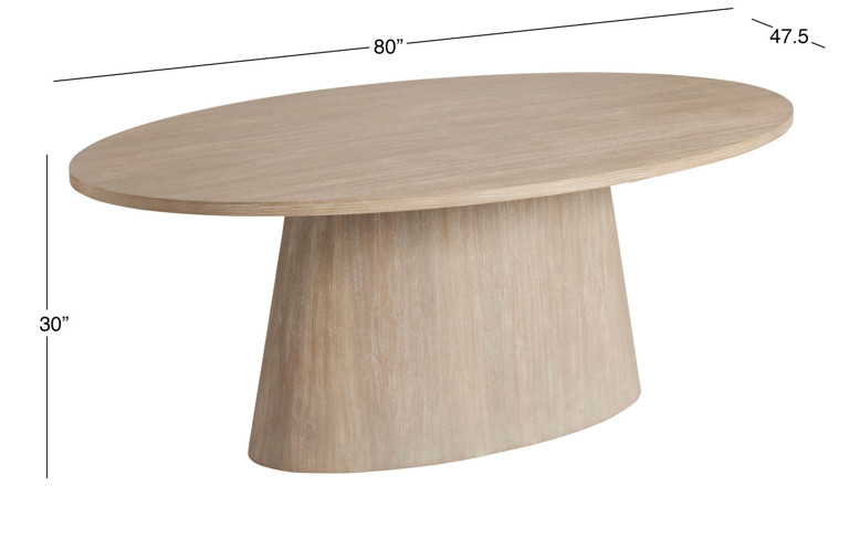 80" gray wash oval pedestal dining table