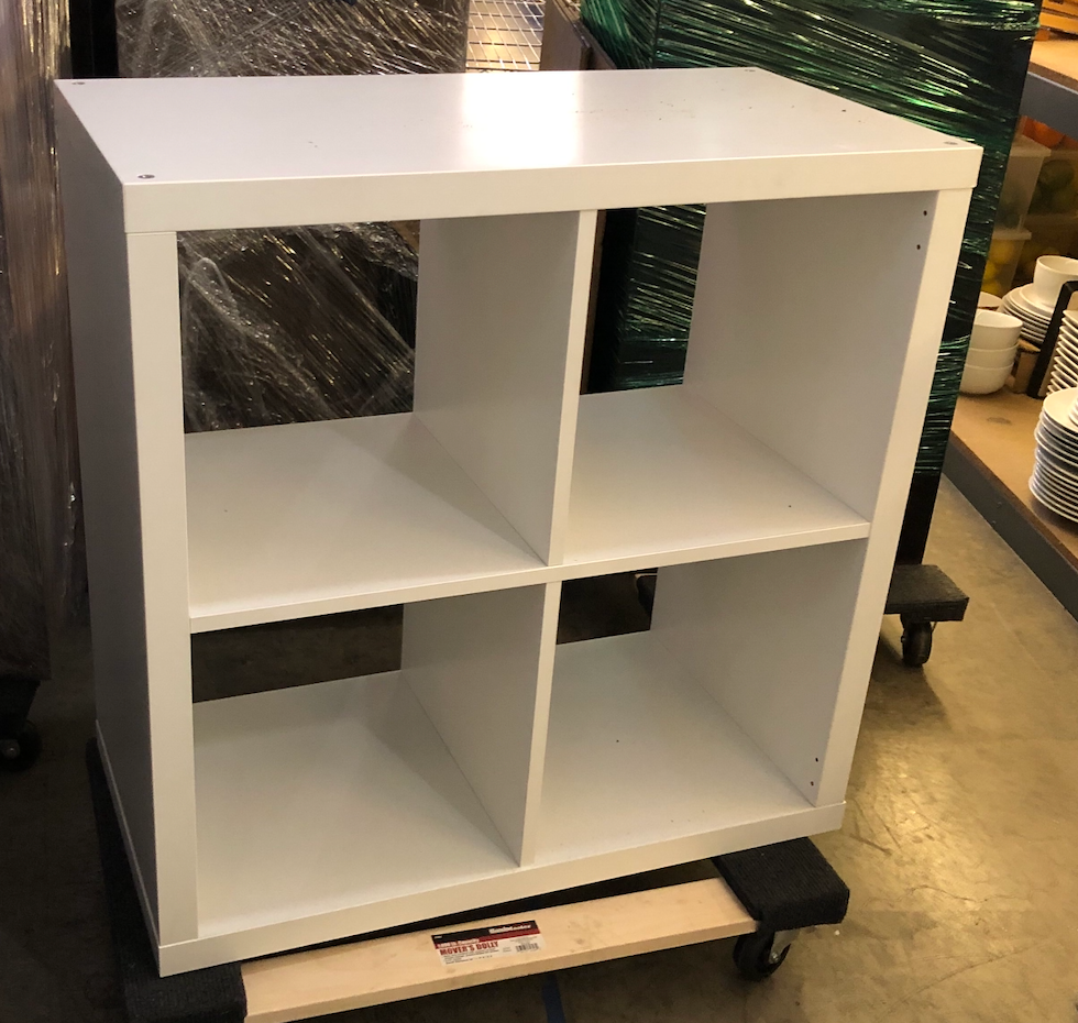 4 square white cubby