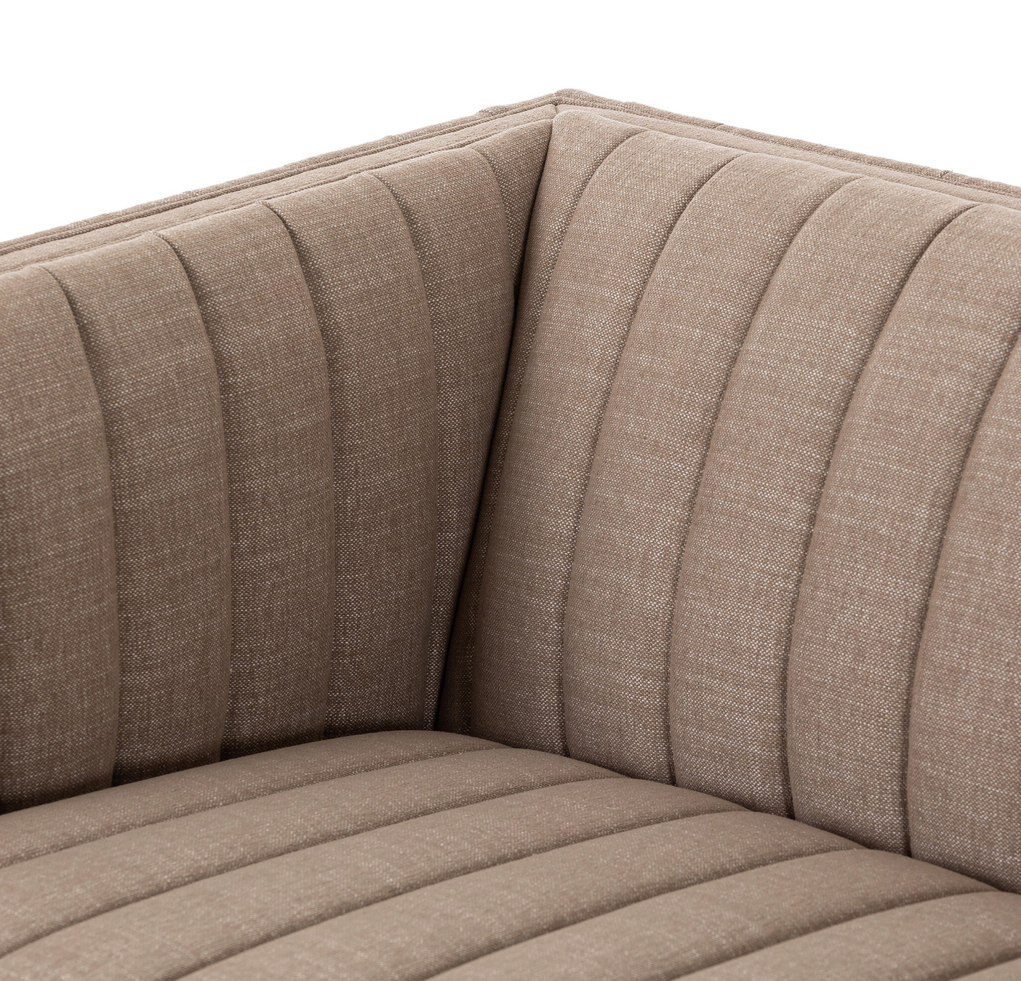 Augustine, taupe channeled sofa, 88w x 35d x 26.5h