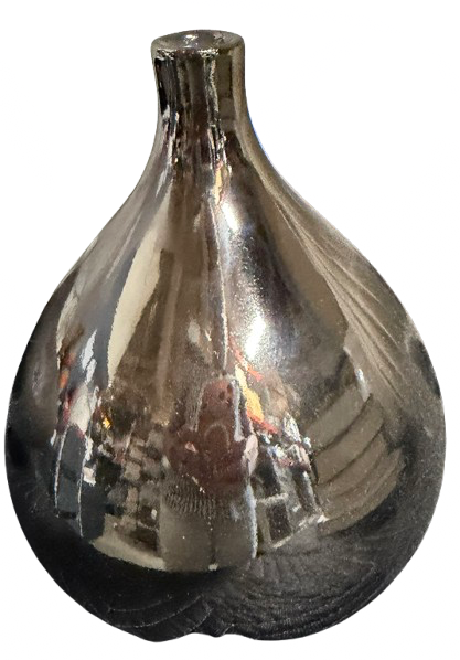 Shiny silver ceramic vase