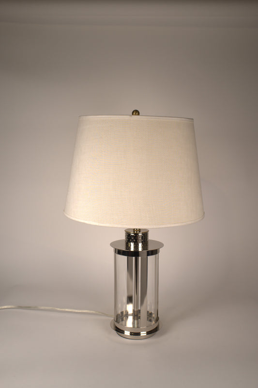 Clear Glass and Chrome Base Table Lamp