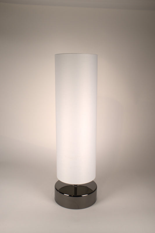 Tall Skinny White Table Lamp with Black Base