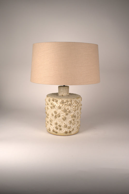 Heavily Textured Cream Ceramic Table or Desk Lamp