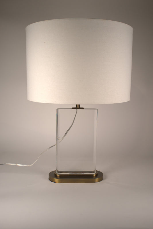 Crystal Body Atop Brass Base, Table Lamp