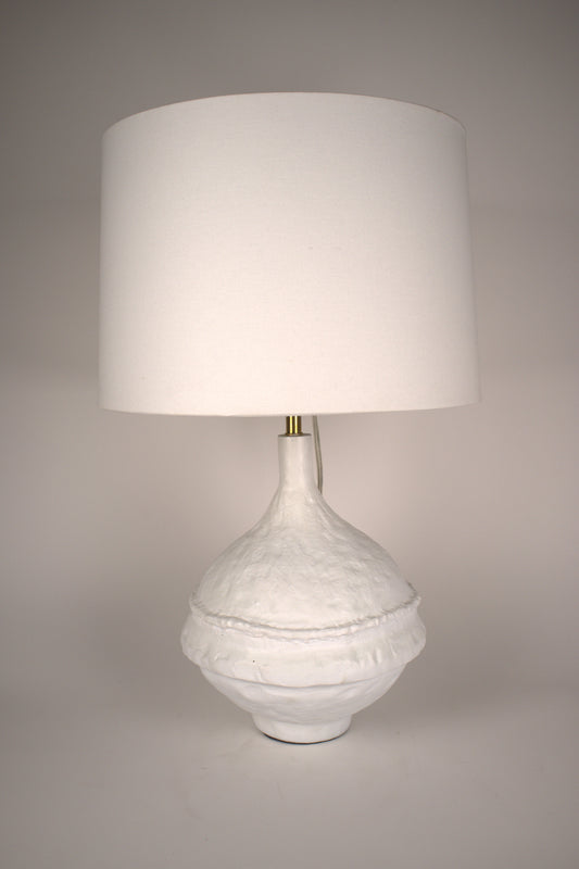 White Paper Mache Table Lamp