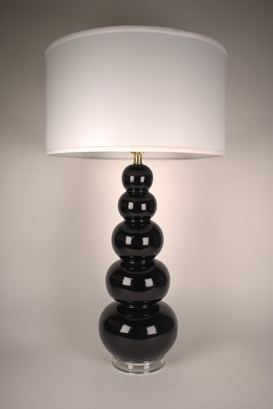Stacked Black Ceramic Balls, Tall Table Lamp