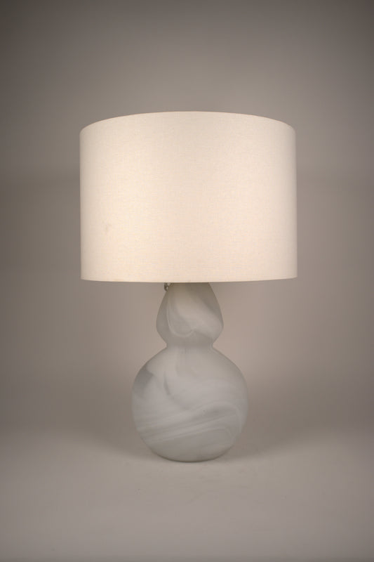 White glass table lamp, gourd shape
