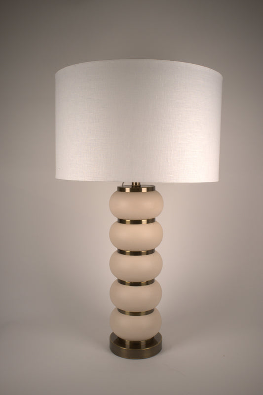 Bisque and brass table lamp