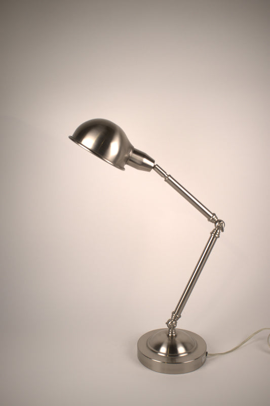 Matte chrome articulating desk lamp