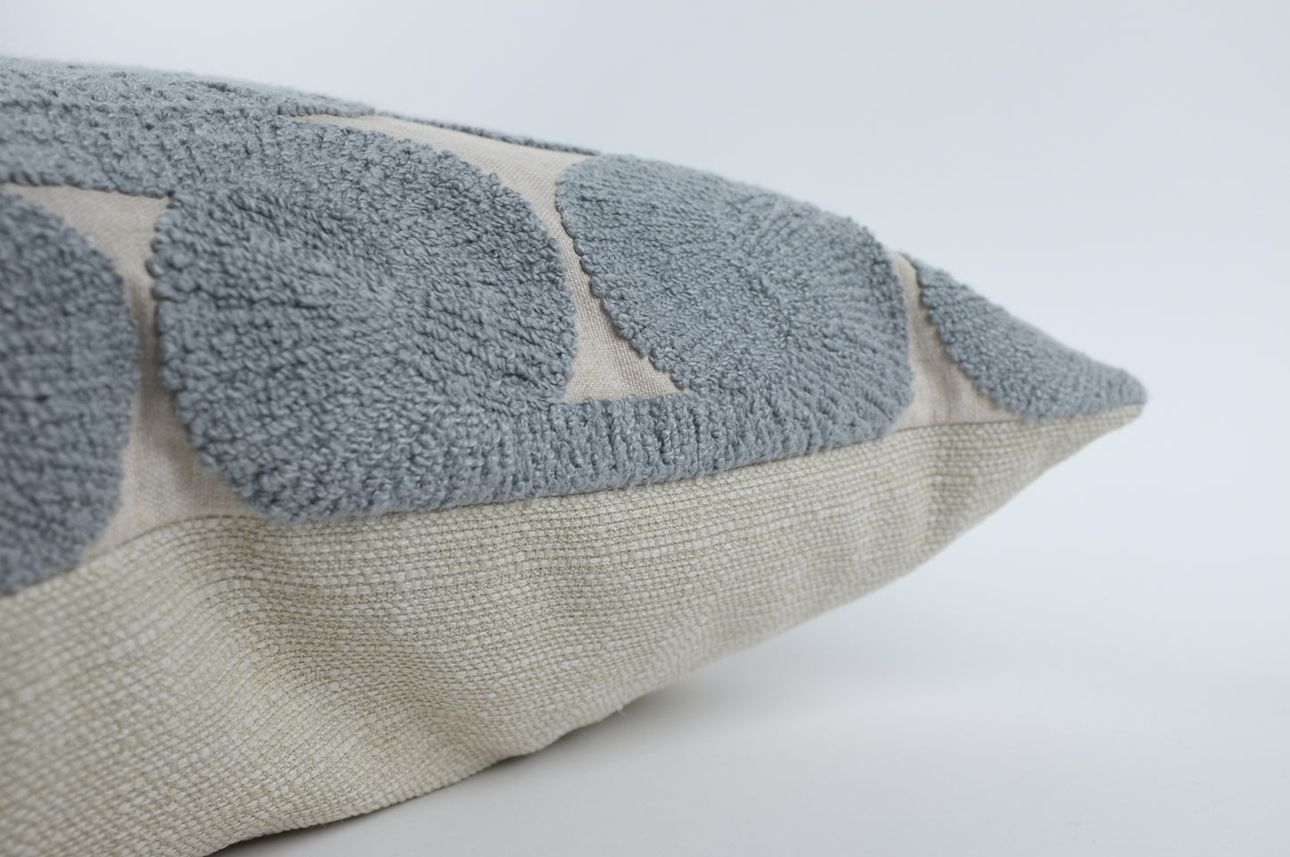 Natural with Thick Blue Embroidery Euro Pillow