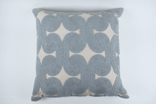 Natural with Thick Blue Embroidery Euro Pillow