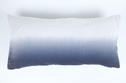 Navy Blue to White Ombré Lumbar Pillow