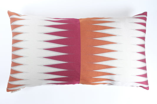 White with Red/Orange Spike Design Lumbar Pillow