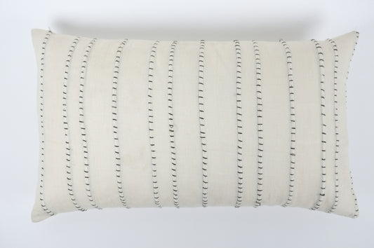 Cream with Black Stitched Detail, Lumbar Pillow