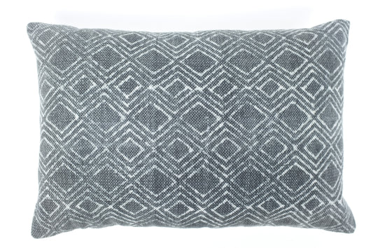 Washed Out Navy  Diamond Grid Lumbar Pillow