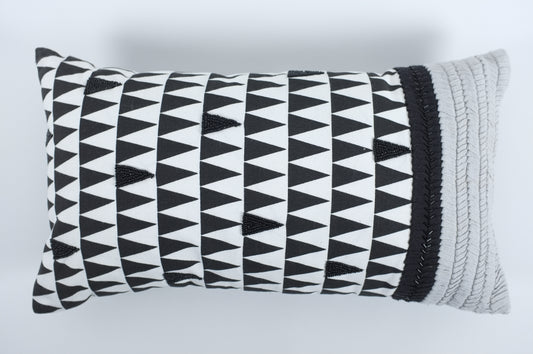 White/Black Spikes with Stripe Lumbar Pillow