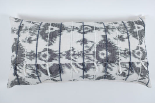 White/Grayscale Washy Ecru with Ribs Lumbar Pillow