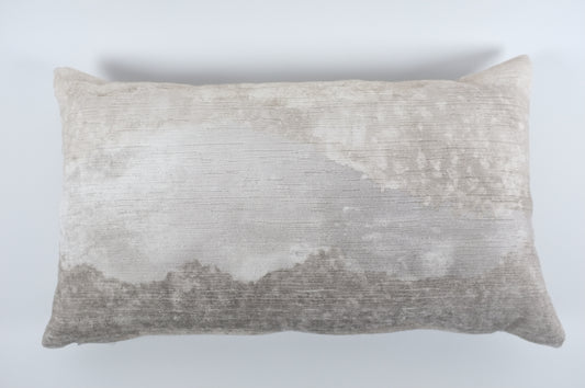 Khaki and Ecru Ombré Abstract Velvet Lumbar Pillow