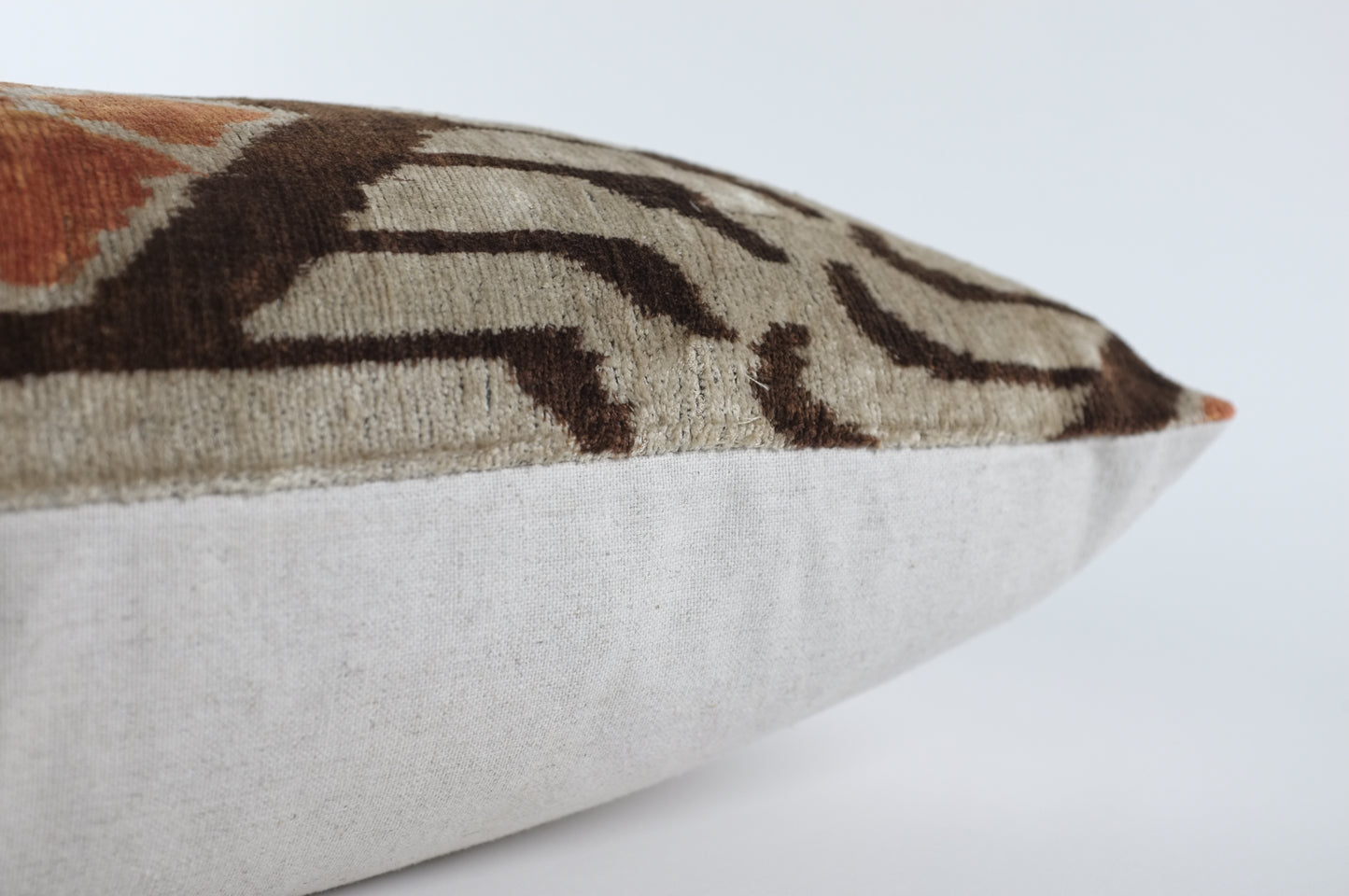 Khaki/Brown/Orange Diamond Silk Velvet Lumbar Pillow