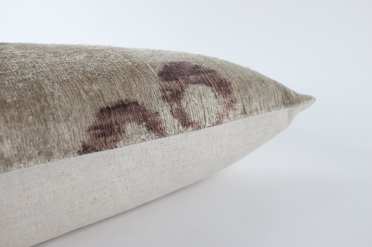 Khaki with Brown Circles Silk Velvet Lumbar Pillow