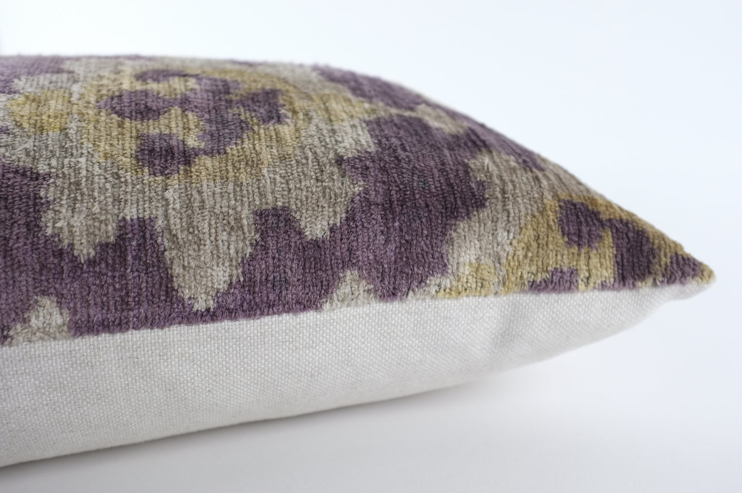 Purple/Khaki/Yellow Silk Velvet Lumbar Pillow