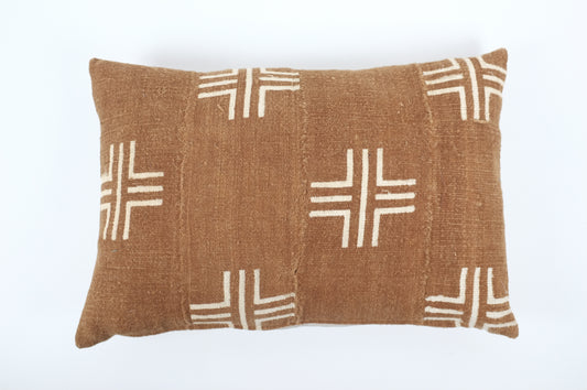 Rust with White Crosses Lumbar Pillow