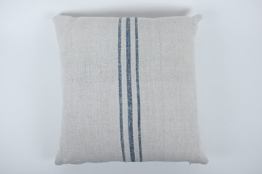Natural with Vertical Blue Stripes Square Pillow