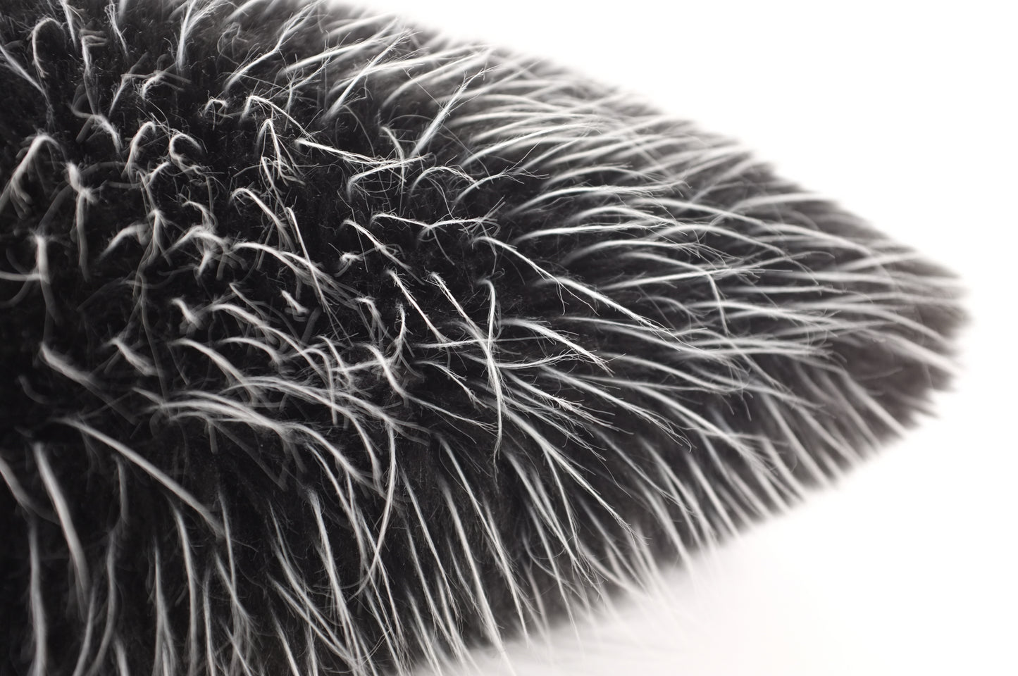 Black Faux Fur Euro Pillow with white tips