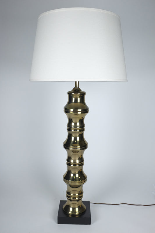 Tall Bamboo Stalk Shaped Vintage Brass Table Lamp
