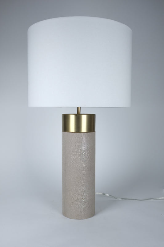 Tan Shagreen and Brass Table Lamp