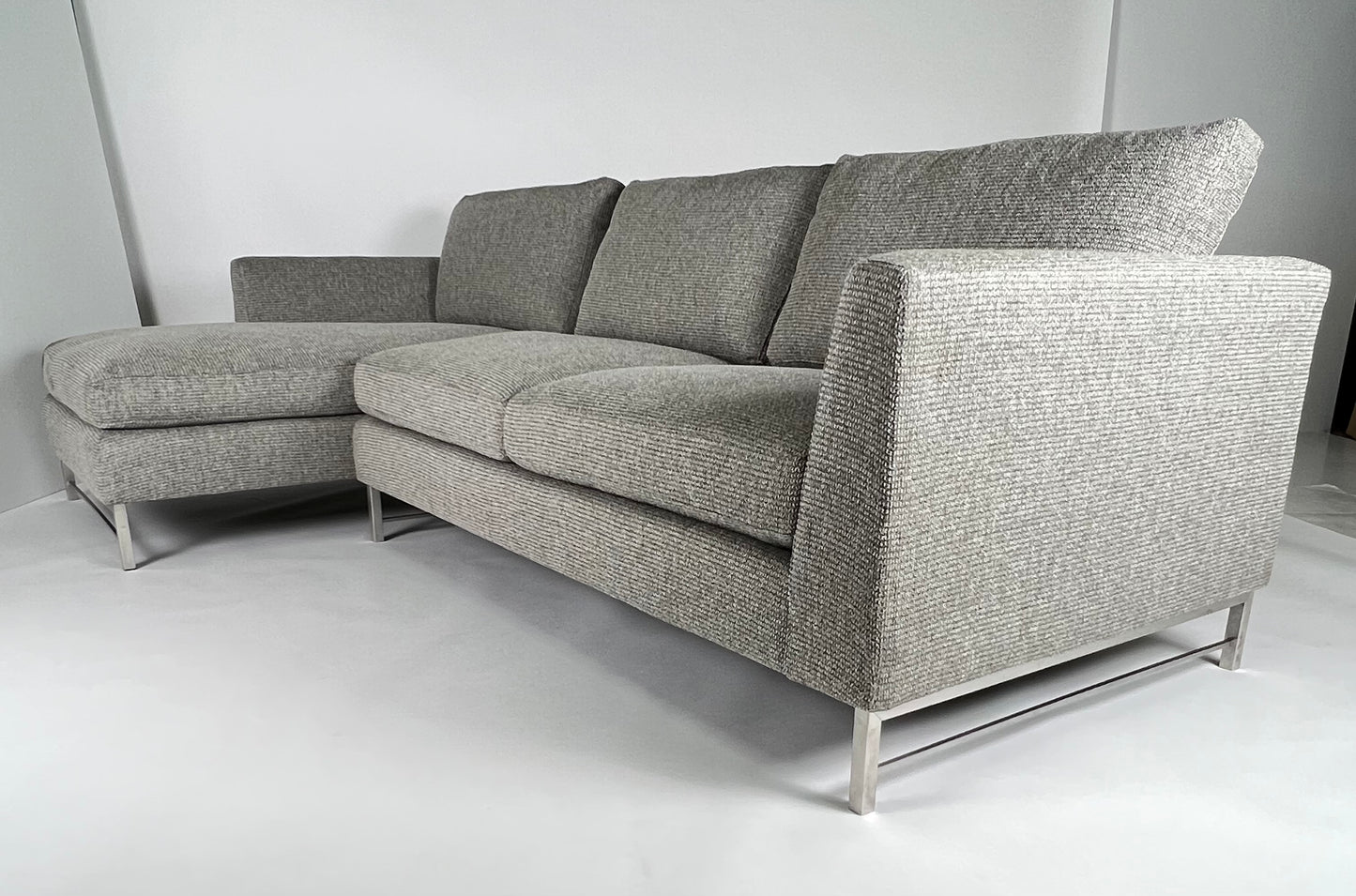Steely gray blue LAF sectional sofa