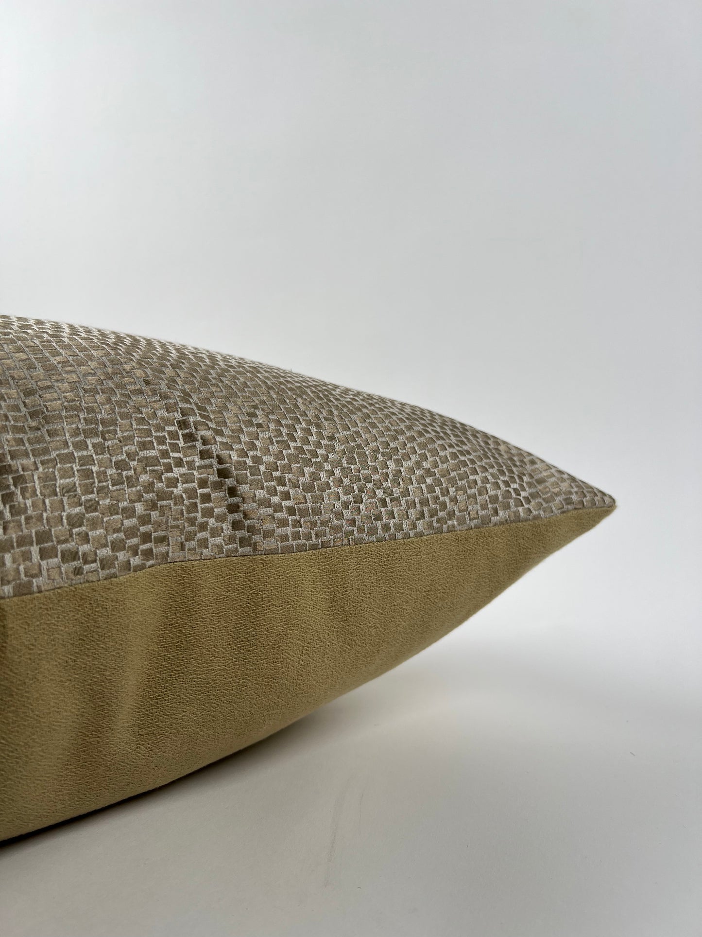 Accent pillow, khaki metallic tiny mosaic squares