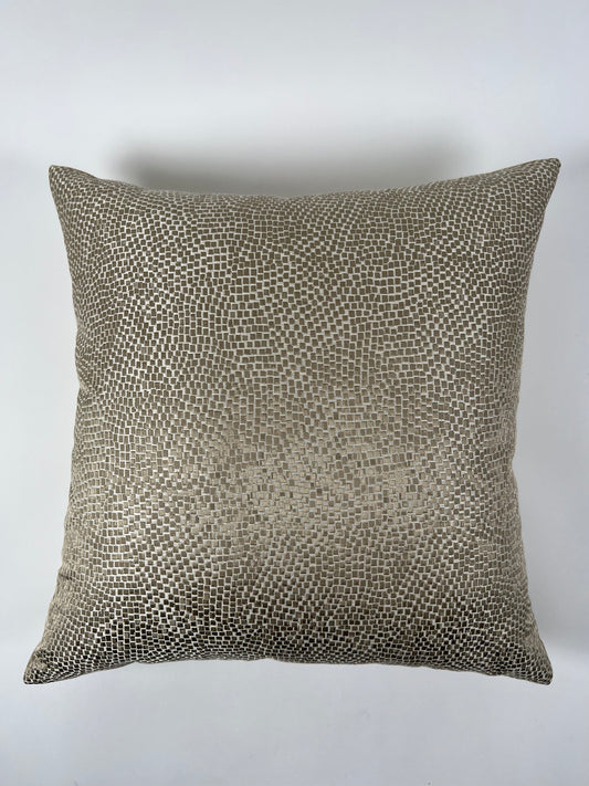 Accent pillow, khaki metallic tiny mosaic squares