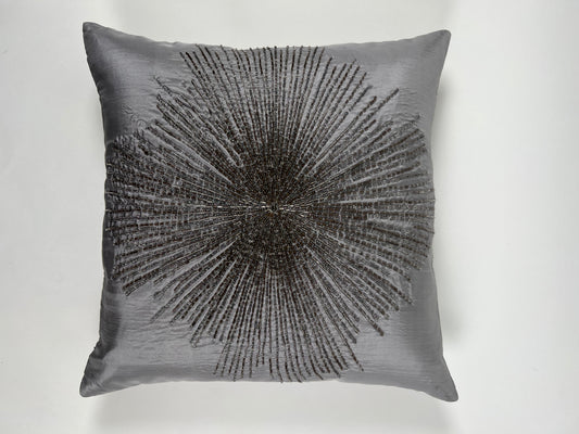 Silky Slate Accent Pillow with starburst beading