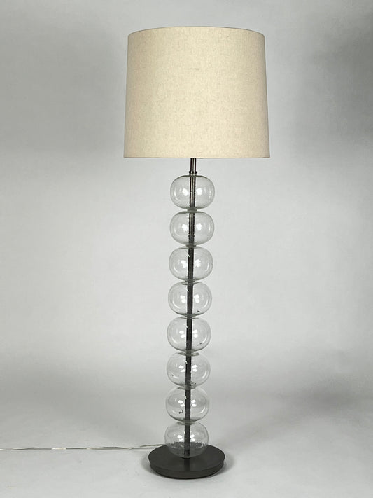 Stacked glass ball floor lamp with cream shade