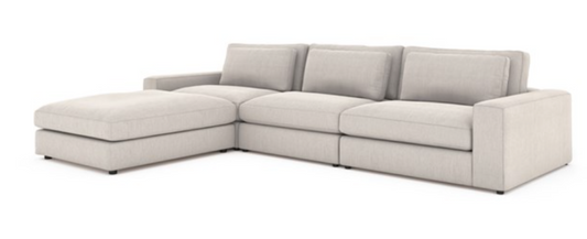 Cream sectional sofa with ottoman, modular components, LAF or RAF