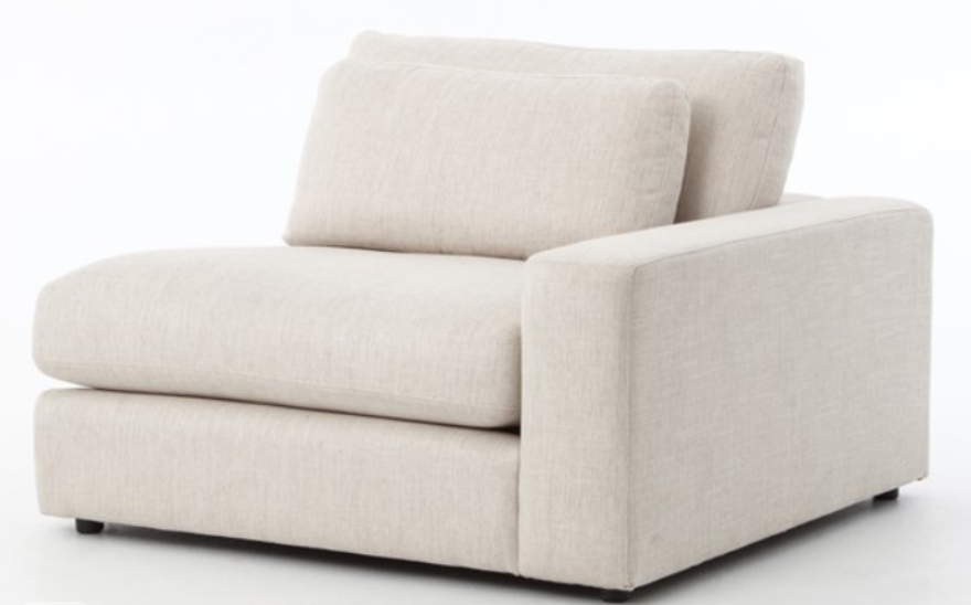 Cream sectional sofa with ottoman, modular components, LAF or RAF