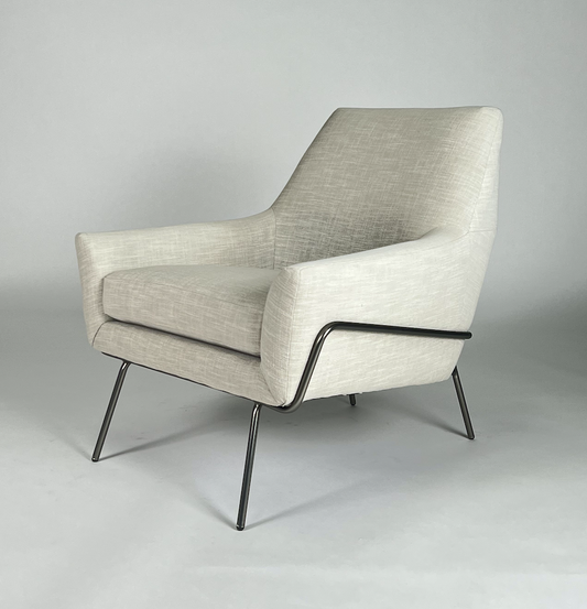 Cream fabric chair with iron frame